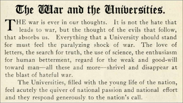 The War and the Universities,